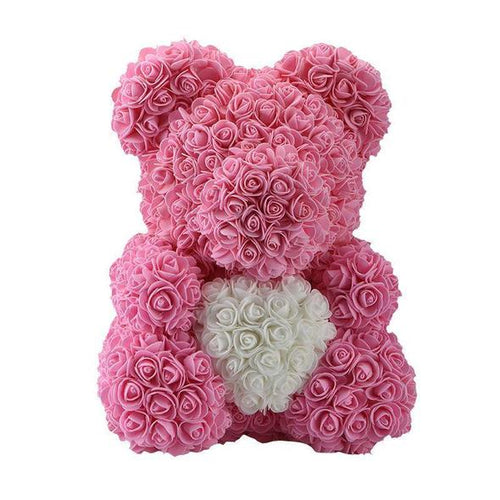 Pink Love Heart Rose Bear